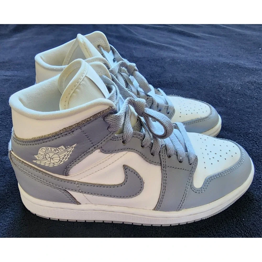Nike Air Jordan 1 Mid Stealth White Grey BQ6472-115 Womens 6.5 Sneaker